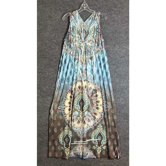Unity World Wear Womens Maxi Dress Size Large Rhinestone Embellished Y2K Boho - Picture 1 of 8
